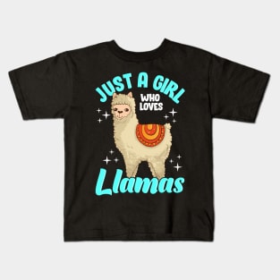 Funny Just A Girl Who Loves Llamas Cute Llama Kids T-Shirt